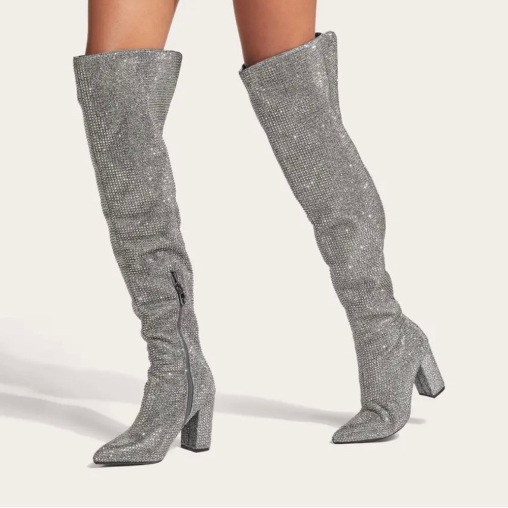 Gianni Bini Queen-Bee Rhinestone Over-the-Knee Boots